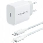 Cargador de Pared Vention G17W0-EU/ 1xUSB Tipo-C + Cable Lightning/ 20W