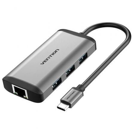 depau-VEN-DOCK-CNCHB Docking USB Tipo-C Vention CNCHB/ 1xHDMI 4K/ 3xUSB/ 1xUSB Tipo-C PD/ 1xRJ45/ Gris - Imagen 1