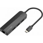 Hub USB Tipo-C Vention TGOBB/ 3xUSB/ 1xRJ45/ 1x Micro B PD