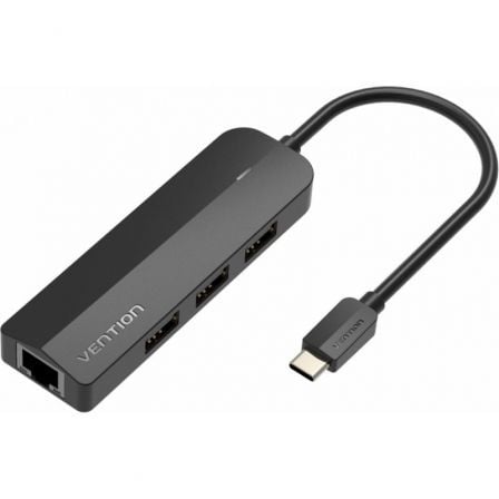 depau-VEN-DOCK-TGOBB Hub USB Tipo-C Vention TGOBB/ 3xUSB/ 1xRJ45/ 1x Micro B PD - Imagen 1