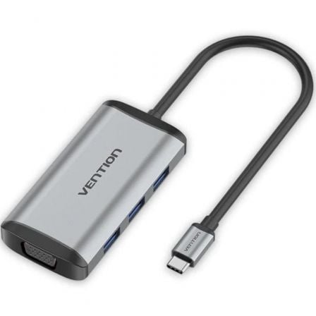 depau-VEN-DOCK-TGSHB Docking USB Tipo-C Vention TGSHB/ 3xUSB/ 1xHDMI 4K/ 1xVGA/ 1xUSB Tipo-C PD/ Gris - Imagen 1