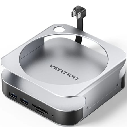 depau-VEN-DOCK-THIHAG Docking para Mac Mini USB Tipo-C Vention THIHAG/ Ranura SSD M.2/ 4xUSB/ 1xUSB Tipo-C/ 1xDisplayPort 4K/ 1xLector Tarjetas/ 1xJack 3.5mm - Imagen 1