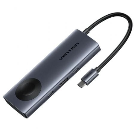 depau-VEN-DOCK-TPMHB Docking USB Tipo-C con Carga Inalámbrica Vention TPMHB/ 1xHDMI 4K/ 2xUSB/ 1xUSB Tipo-C/ 1xUSB Tipo-C PD/ Gris - Imagen 1