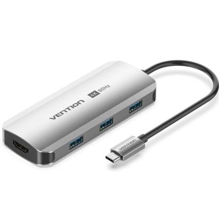 depau-VEN-DOCK-TQDHB Docking USB Tipo-C Vention TQDHB/ 1xHDMI 4K/ 3xUSB/ 1xUSB Tipo-C PD/ Gris - Imagen 1
