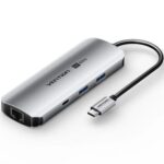 Docking USB Tipo-C Vention TQMHB/ 1xHDMI 4K/ 2xUSB/ 1xUSB Tipo-C/ 1xJack 3.5mm / 1xRJ45/ 1xUSB Tipo-C PD/ 1xLector Tarjetas/ Gris