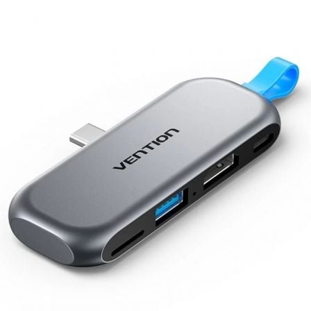 depau-VEN-HUB-THYH0 Docking Sin Cables USB Tipo-C Vention THYH0/ 1xUSB/ 1xHDMI/ 1xUSB Tipo-C PD/ 1xLector de Tarjetas/ Gris - Imagen 1