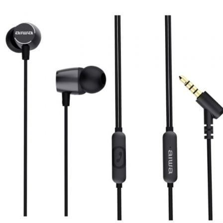 depau-AIW-AUR-ESTM-30BK-V2 Auriculares Intrauditivos Aiwa ESTM-30BK/ con Micrófono/ Jack 3.5/ Negros - Imagen 1