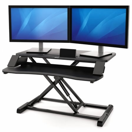 depau-FELL-SOP-SIT-ST-LOTUS-COR Soporte de Sobremesa Elevable Fellowes Sit-Stand Lotus Corsivo/ hasta 15kg/ Negro - Imagen 1