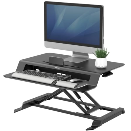 depau-FELL-SOP-SIT-ST-LOTUS-LT Soporte de Sobremesa Elevable Fellowes Sit-Stand Lotus LT/ hasta 17kg/ Negro - Imagen 1