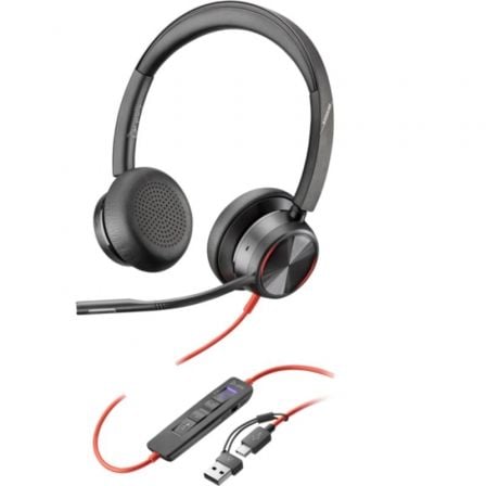 depau-HP-POL-8X225AA Auriculares Poly Blackwire 8225 para Microsoft Teams + Adaptador USB-C/A/ con Micrófono/ USB Tipo-C/ Negros - Imagen 1