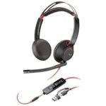 Auriculares Poly Blackwire 5220 USB-C + 3.5 mm + Adaptador USB-C/A/ con Micrófono/ Jack 3.5 - USB Tipo-C/ Bulk/ Negros