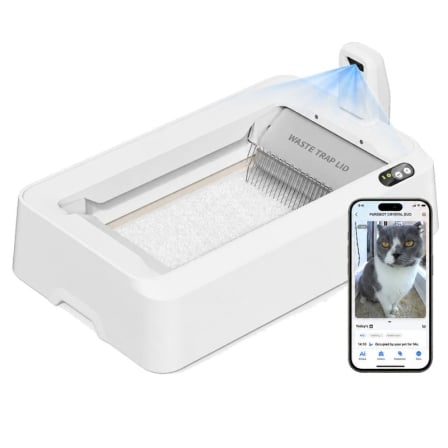 depau-PKIT-ARENERO-PUBOT-CRY-D-C Arenero para Gatos Autolimpiable PetKit PuroBot Crystal Duo con Cubierta/ Control desde APP/ Blanco - Imagen 1