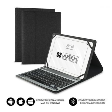 depau-SUB-FUNDA-KT2-BT0001 Funda con Teclado Subblim Keytab Pro Bluetooth para Tablets de 10.1"-10.8"/ Negra - Imagen 1