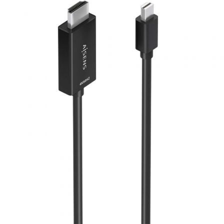 depau-AIS-ADP-A125-0885 Cable Conversor Aisens A125-0885/ Mini DisplayPort Macho - HDMI 4K Macho/ 60cm/ Negro - Imagen 1