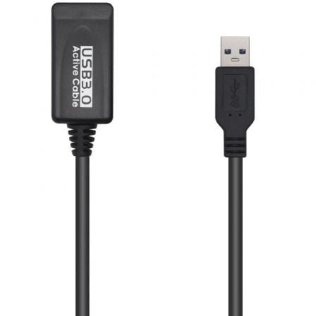 depau-AIS-CAB-A105-0525 Cable Alargador USB 3.0 con Amplificador Aisens A105-0525/ USB Macho - USB Hembra/ Hasta 9W/ 625Mbps/ 5m/ Negro - Imagen 1