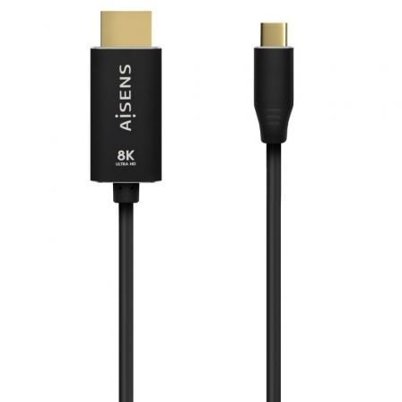 depau-AIS-CAB-A109-0711 Cable Conversor Aisens A109-0711/ USB Tipo-C Macho - HDMI 8K Macho/ Hasta 27W/ 6000Mbps/ 1m/ Negro - Imagen 1