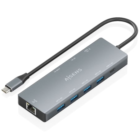 depau-AIS-HUB-ASUC-9P051-GR Docking USB Tipo-C Aisens ASUC-9P051-GR/ 1xDisplayPort/ 1xHDMI 4K/ 4xUSB/ 1xUSB Tipo-C/ 1xRJ45/ 1xUSB Tipo-C PD/ Gris - Imagen 1