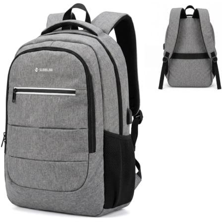 depau-SUB-MOCHI-SUBBP-2CPB101 Mochila Subblim City Plus Backpack para Portátiles hasta 16"/ Puerto USB/ Gris - Imagen 1