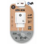 Cargador de Pared GaN Tech One Tech TEC2245/ 1xUSB Tipo-C/ 1xUSB/ 45W
