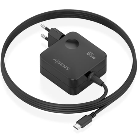 depau-AIS-CARGA-ASCH-1PD65WL85-BK Cargador de Pared GaN Aisens ASCH-1PD65WL85-BK/ 1xUSB Tipo-C/ 65W - Imagen 1