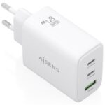 Cargador de Pared GaN Aisens ASCH-67W3P086-W/ 2xUSB Tipo-C/ 1xUSB/ 67W/ Blanco