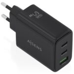 Cargador de Pared GaN Aisens ASCH-67W3P087-BK/ 2xUSB Tipo-C/ 1xUSB/ 67W