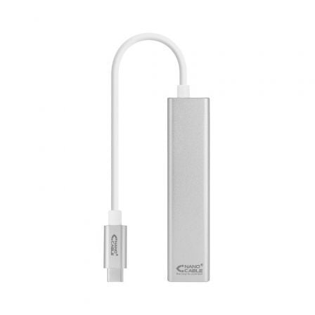 depau-NAN-ADP-10-03-0404 Hub USB Tipo-C Nanocable 10.03.0404/ 3xUSB/ 1xRJ45/ Gris - Imagen 1