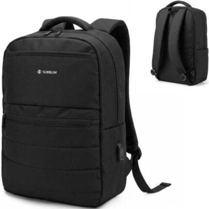 Mochila Subblim Compact Backpack 15L para Portátiles hasta 15.6"/ Repelente al agua/ Cinta para Trolley/ Negra