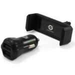 Kit Cargador coche Conceptronic CUSBCAR2AKIT 12-24V + Soporte Airvent / 2XUSB / 5V 2A