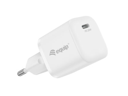 Cargador de red Type-C / 20W PD 3.0 / Carga rapida / Blanco / Pack 25 unids / EQ245530 / Equip