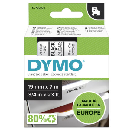Etiquetas Original Dymo LM D1 / 45210 / 19MMX7M / Negro-Transparente