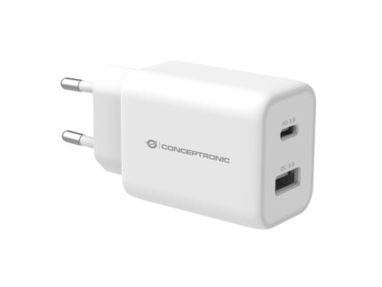 Cargador de red USB + Type-C / 33W / Blanco / Quick Charge 3.0 / Conceptronic / ALTHEA11W