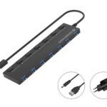 Hub USB 3.2 Conceptronic HUBBIES19BP 7 puertos USB 3.0 con interruptores y alimentador