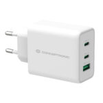 Cargador de red USB + 2X Type-C / 65W / Blanco / Quick Charge 3.0 / Conceptronic / ALTHEA12W