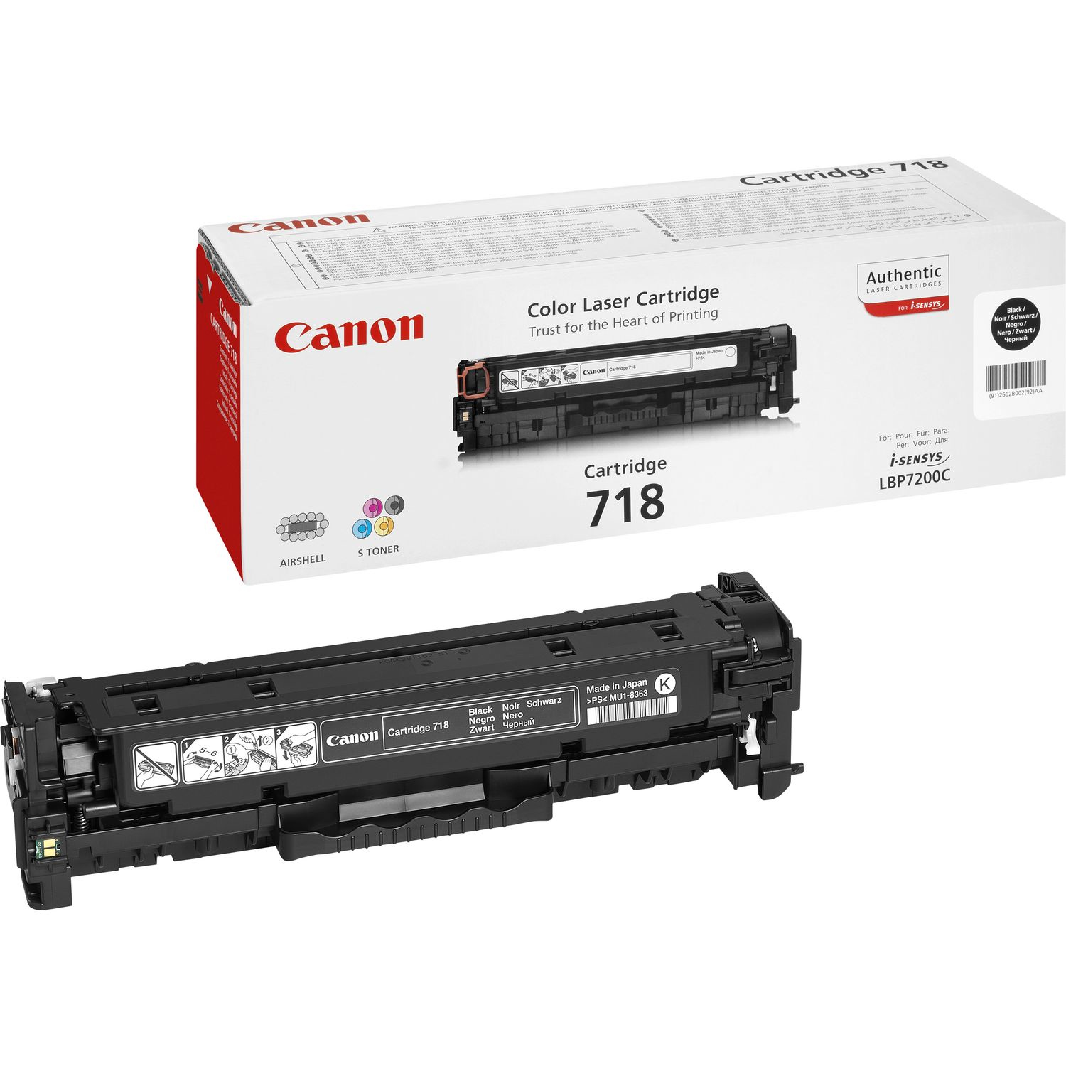Tóner original Canon CRG-718BK negro 3.400 páginas Tóner original Canon CRG-718BK negro 3.400 páginas - Imagen 1