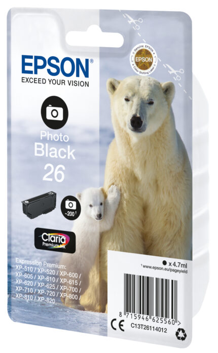 Tinta original Epson T2611 negro foto C13T26114012 4.7ML