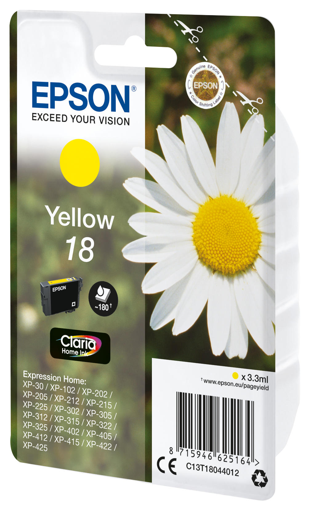 Tinta original Epson T1804 amarillo C13T18044012 3.3ML Tinta original Epson T1804 amarillo C13T18044012 3.3ML - Imagen 1