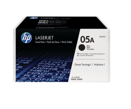 Pack 2 unidades tóner originales HP CE505D negro 05A 4.600 páginas