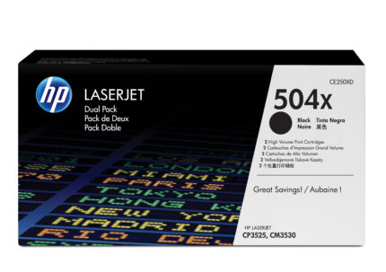 Pack 2 unidades tóner original HP CE250XD negro 504X 21.000 páginas