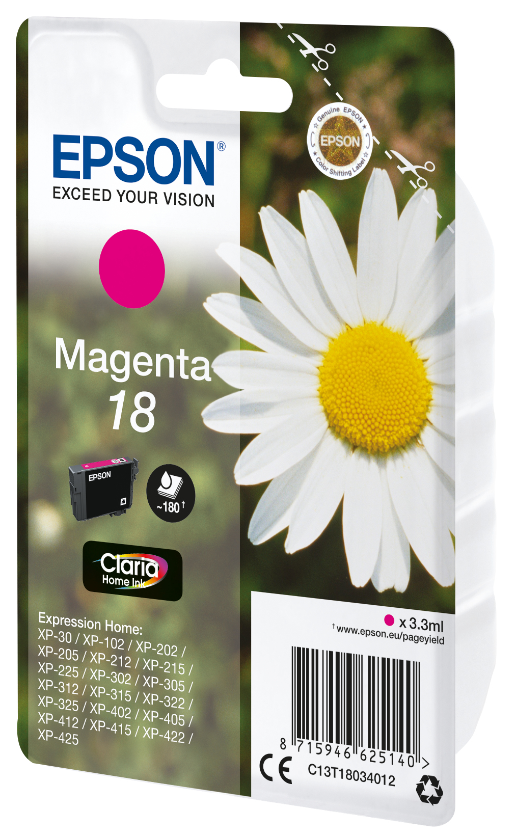 Tinta original Epson T1803 magenta C13T18034012 3.3ML Tinta original Epson T1803 magenta C13T18034012 3.3ML - Imagen 1