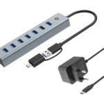 Hub USB 3.0 Conceptronic HUBBIES21GP 7 puertos usb-c a 7XUSB-A con alimentador
