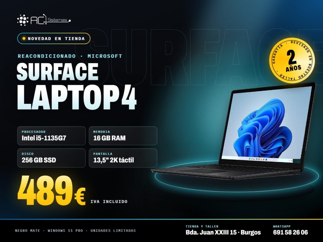 Microsoft Surface Laptop 4 reacondicionado