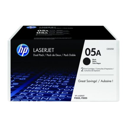 Pack 2 unidades tóner originales HP CE505D negro 05A 4.600 páginas