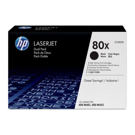 Pack 2 unidades tóner originales HP CF280XD negro 80X 13.800 páginas