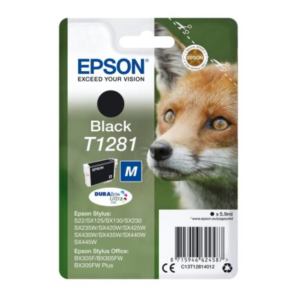 Tinta original Epson T1281 negro C13T12814022 5.9ML – con alarma