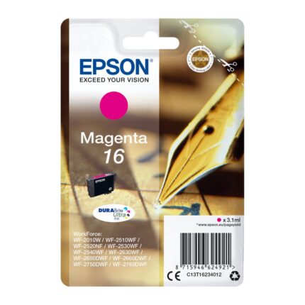 Tinta original Epson T1623 magenta C13T16234022 3.1ML – con alarma