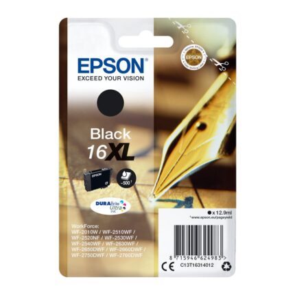 Tinta original Epson T1631 xl negro C13T16314022 12.9ML – con alarma