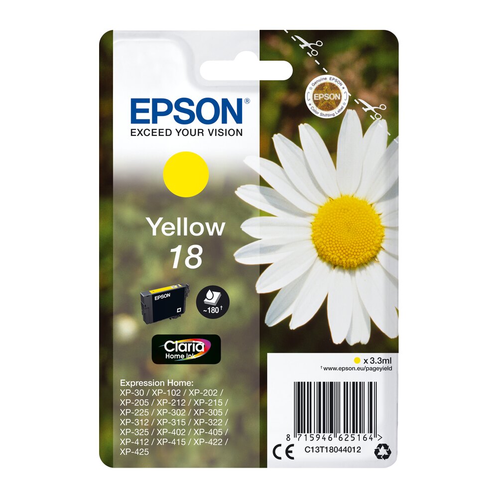 Tinta original Epson T1804 amarillo C13T18044012 3.3ML Tinta original Epson T1804 amarillo C13T18044012 3.3ML