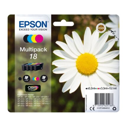 Tinta original Epson T1806 multipack 4 colores C13T18064022 – con alarma