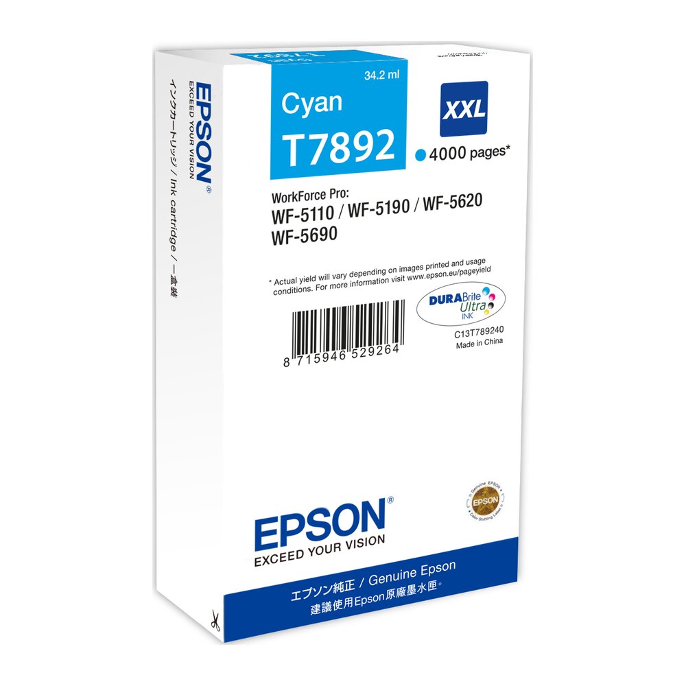 Tinta original Epson T7892 xxl cian C13T789240 34.2ML Tinta original Epson T7892 xxl cian C13T789240 34.2ML